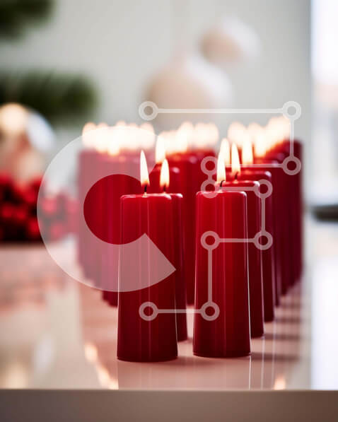 Intra Συλλεκτικό Ξύλινο Παζλ Plywood  4mm - Ομάδα κόκκινων κεριών στο τραπέζι Σε Ξύλινο Κουτί - Διαστάσεις Puzzle: 10x10 cm – 25 κομμάτια