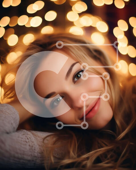 Intra Συλλεκτικό Ξύλινο Παζλ Plywood  4mm - Όμορφη ξανθιά γυναίκα που ποζάρει μπροστά από το φωτισμένο φόντο Σε Ξύλινο Κουτί - Διαστάσεις Puzzle: 10x10 cm – 25 κομμάτια