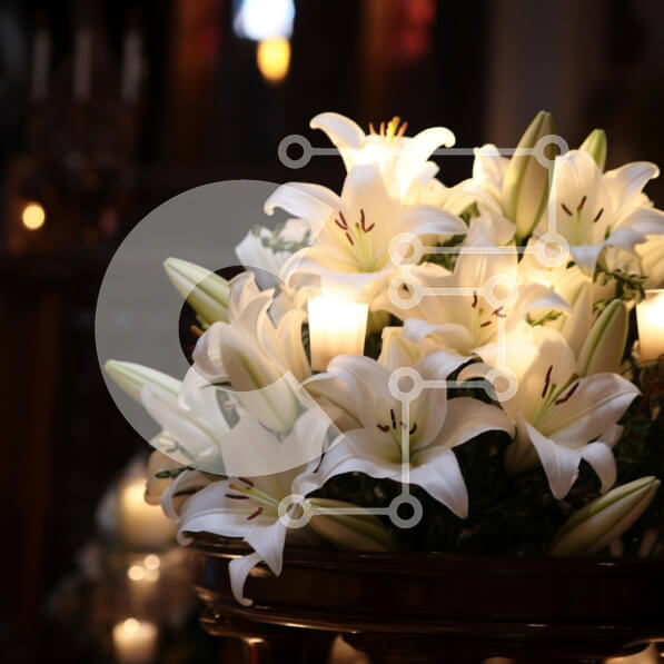 Intra Συλλεκτικό Ξύλινο Παζλ Plywood  4mm - Σύνθεση Λευκοί Κρίνοι με Κεριά Σε Ξύλινο Κουτί - Διαστάσεις Puzzle: 10x10 cm – 25 κομμάτια