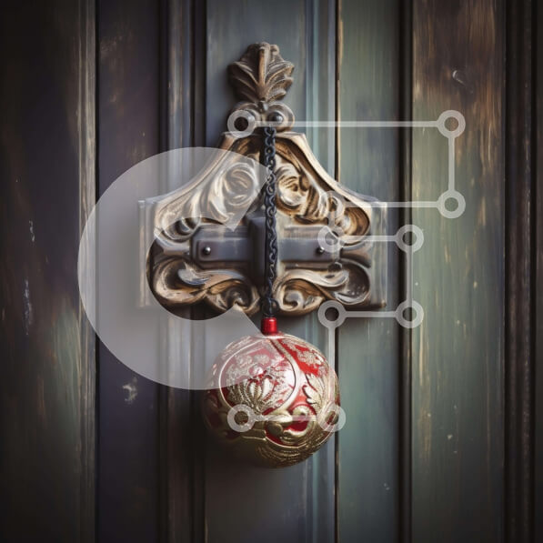 Intra Συλλεκτικό Ξύλινο Παζλ Plywood  4mm - Περίτεχνο χερούλι πόρτας με κόκκινη και χρυσή μπάλα Σε Ξύλινο Κουτί - Διαστάσεις: 10x10 cm – 25 κομμάτια