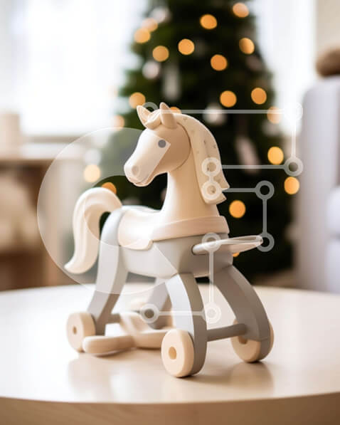 Intra Συλλεκτικό Ξύλινο Παζλ Plywood  4mm - Ξύλινο παιχνίδι άλογο και διακοσμητικό χριστουγεννιάτικο δέντρο Σε Ξύλινο Κουτί - Διαστάσεις Puzzle: 10x10 cm – 25 κομμάτια