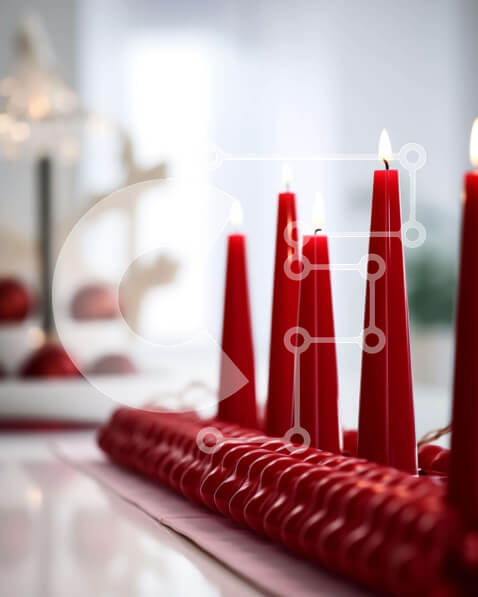 Intra Συλλεκτικό Ξύλινο Παζλ Plywood  4mm - Γιορτινή διακόσμηση με πέντε κόκκινα κεριά Σε Ξύλινο Κουτί - Διαστάσεις: 10x10 cm – 25 κομμάτια