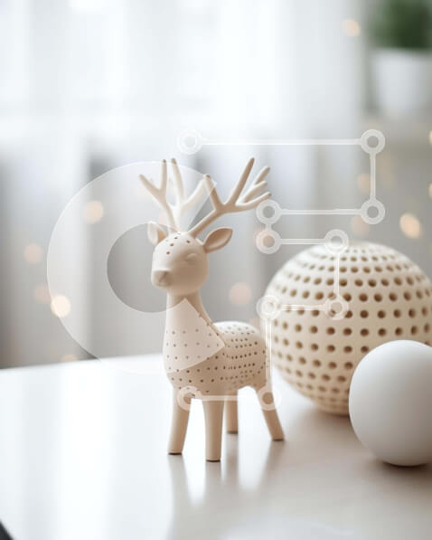 Intra Συλλεκτικό Ξύλινο Παζλ Plywood  4mm - Ξύλινο ειδώλιο ελαφιού με στολίδια και διακοσμητικά Σε Ξύλινο Κουτί - Διαστάσεις: 10x10 cm – 25 κομμάτια