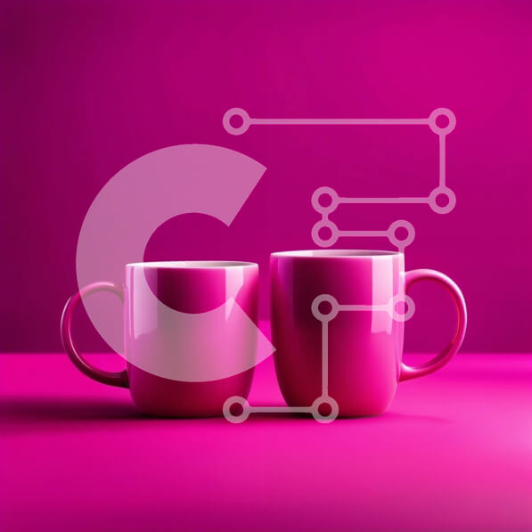 Σετ των 2 Intra Συλλεκτικό Ξύλινο Παζλ Plywood  4mm - Κομψές ροζ κούπες σε ζωντανό ροζ φόντο Σε Ξύλινο Κουτί - Διαστάσεις: 10x10 cm – 25 κομμάτια