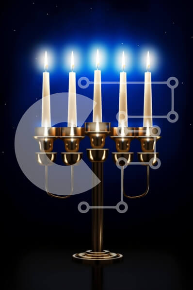 Intra Συλλεκτικό Ξύλινο Παζλ Plywood  4mm - Χρυσή Μενόρα με πέντε αναμμένα κεριά σε σκούρο φόντο Σε Ξύλινο Κουτί - Διαστάσεις Puzzle: 10x10 cm – 25 κομμάτια