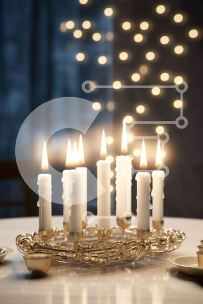 Intra Συλλεκτικό Ξύλινο Παζλ Plywood  4mm - Κηροπήγιο επίχρυσο με κεριά για την εορταστική περίοδο Σε Ξύλινο Κουτί - Διαστάσεις: 10x10 cm – 25 κομμάτια