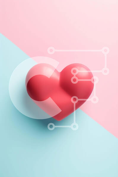 Intra Συλλεκτικό Ξύλινο Παζλ Plywood  4mm - Αφηρημένο αντικείμενο σε σχήμα καρδιάς σε ροζ και μπλε φόντο Σε Ξύλινο Κουτί - Διαστάσεις Puzzle: 10x10 cm – 25 κομμάτια