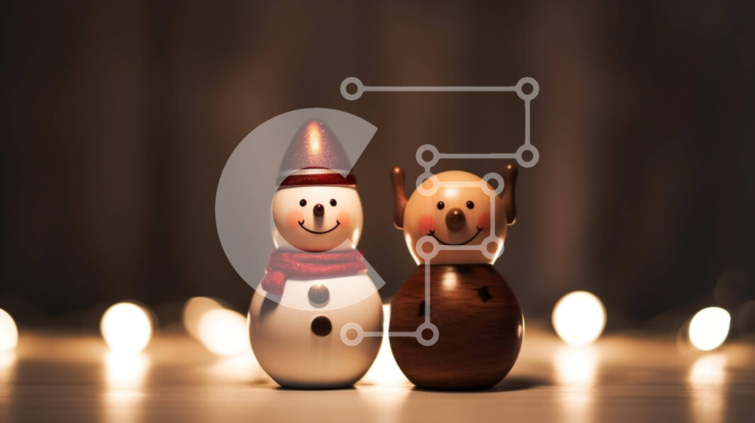 Intra Συλλεκτικό Ξύλινο Παζλ Plywood  4mm - Ξύλινοι χιονάνθρωποι σε σκοτεινό φόντο Σε Ξύλινο Κουτί - Διαστάσεις: 10x10 cm – 25 κομμάτια