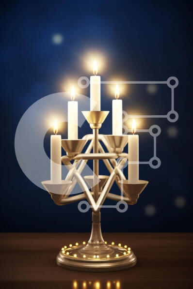 Intra Συλλεκτικό Ξύλινο Παζλ Plywood  4mm - Κηροπήγιο με αναμμένα κεριά ως σύμβολο γιορτής Σε Ξύλινο Κουτί - Διαστάσεις Puzzle: 10x10 cm – 25 κομμάτια