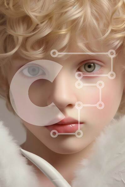 Intra Συλλεκτικό Ξύλινο Παζλ Plywood  4mm - Νεαρό κορίτσι με ξανθά μαλλιά και κόμμωση με φτερωτό άγγελο Σε Ξύλινο Κουτί - Διαστάσεις Puzzle: 10x10 cm – 25 κομμάτια