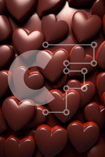 Intra Συλλεκτικό Ξύλινο Παζλ Plywood  4mm - Καφέ μοτίβο αντικειμένων σε σχήμα καρδιάς για τη γιορτή του Αγίου Βαλεντίνου Σε Ξύλινο Κουτί - Διαστάσεις Puzzle: 10x10 cm – 25 κομμάτια