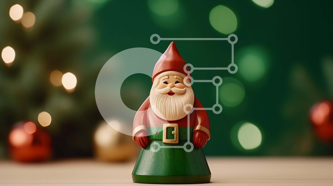 Intra Συλλεκτικό Ξύλινο Παζλ Plywood  4mm - Πράσινο και κόκκινο ειδώλιο Άγιου Βασίλη για διακόσμηση διακοπών Σε Ξύλινο Κουτί - Διαστάσεις: 10x10 cm – 25 κομμάτια