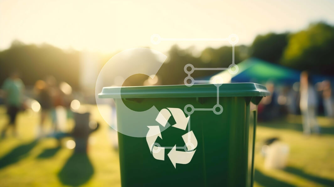 Intra Συλλεκτικό Ξύλινο Παζλ Plywood  4mm - Πράσινος κάδος ανακύκλωσης σε ανοιχτό πεδίο με ανθρώπους Σε Ξύλινο Κουτί - Διαστάσεις Puzzle: 10x10 cm – 25 κομμάτια