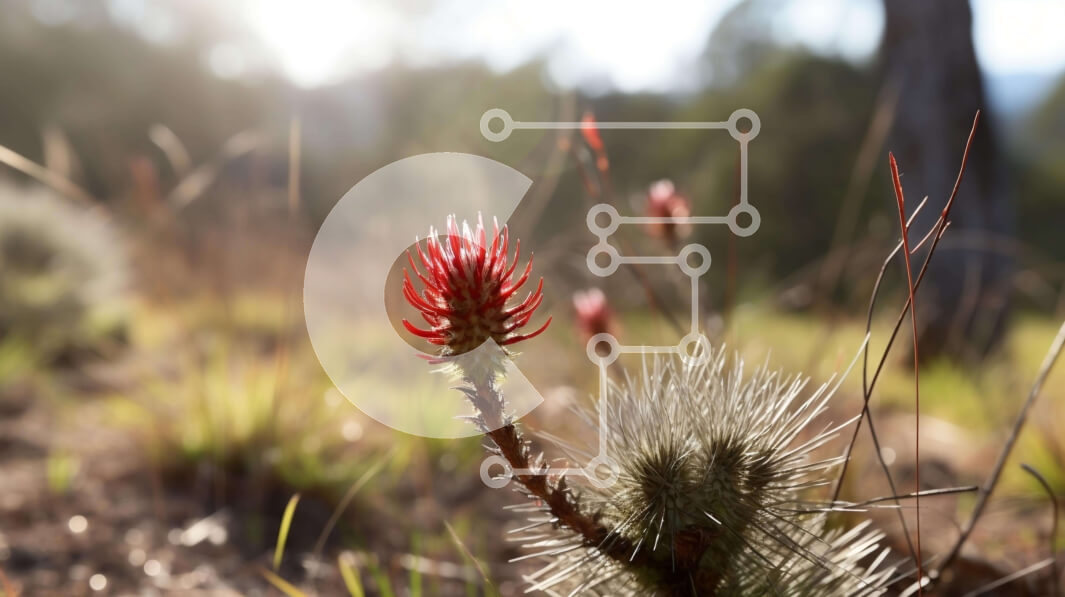 Intra Συλλεκτικό Ξύλινο Παζλ Plywood  4mm - Μικρό κόκκινο φυτό στο γρασίδι Σε Ξύλινο Κουτί - Διαστάσεις: 10x10 cm – 25 κομμάτια