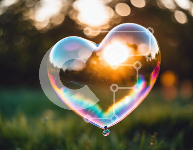 Intra Συλλεκτικό Ξύλινο Παζλ Plywood  4mm - Σαπουνόφουσκα σε σχήμα καρδιάς που επιπλέει στον αέρα Σε Ξύλινο Κουτί - Διαστάσεις: 10x10 cm – 25 κομμάτια