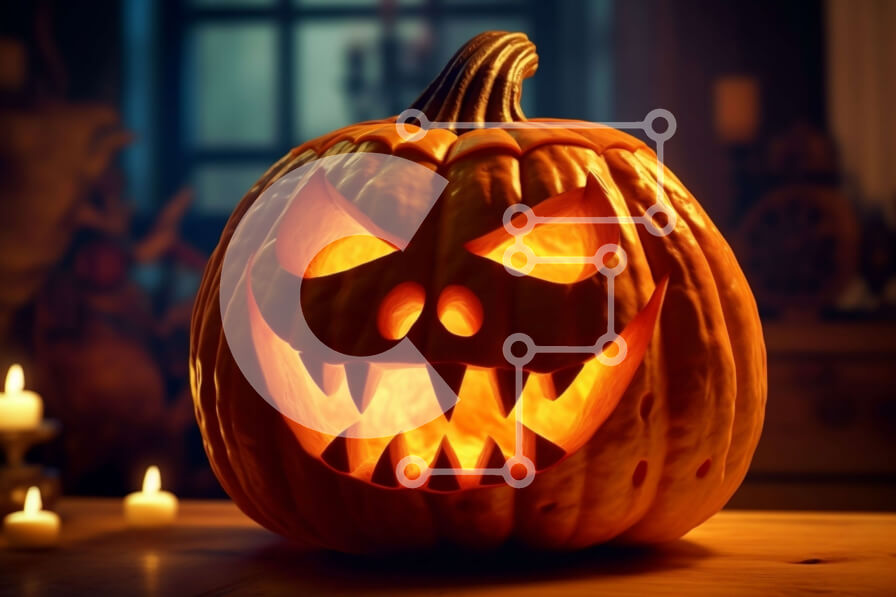 Intra Συλλεκτικό Ξύλινο Παζλ Plywood  4mm - Απόκοσμη κολοκύθα αποκριών με σκαλιστό τρομακτικό πρόσωπο Σε Ξύλινο Κουτί - Διαστάσεις: 10x10 cm – 25 κομμάτια