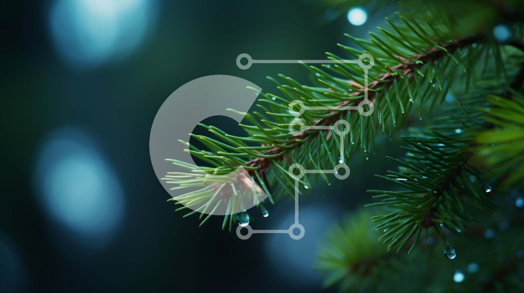 Intra Συλλεκτικό Ξύλινο Παζλ Plywood  4mm - Φρεσκοκομμένο κλαδί πράσινου πεύκου με σταγονίδια νερού Σε Ξύλινο Κουτί - Διαστάσεις: 10x10 cm – 25 κομμάτια