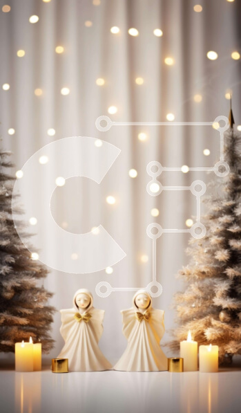 Intra Συλλεκτικό Ξύλινο Παζλ Plywood  4mm - Εορταστικά ειδώλια αγγέλων και χριστουγεννιάτικα δέντρα με λευκά φώτα Σε Ξύλινο Κουτί - Διαστάσεις: 10x10 cm – 25 κομμάτια