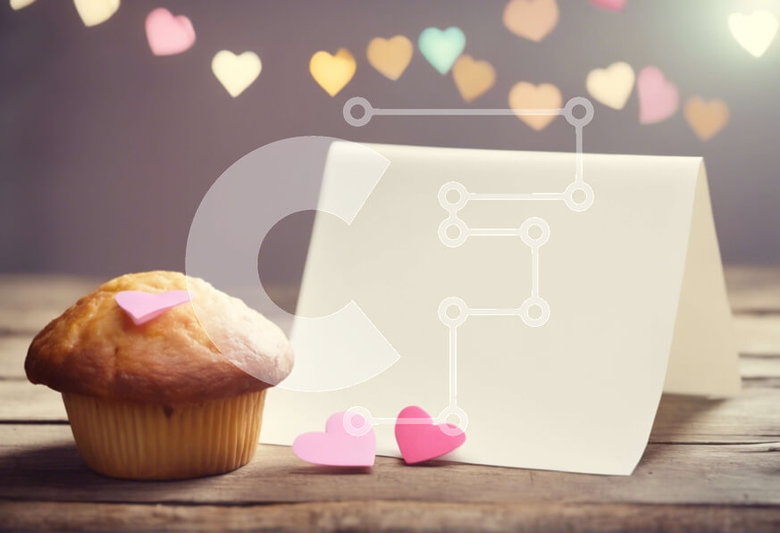 Σετ των 2 Intra Συλλεκτικό Ξύλινο Παζλ Plywood  4mm - Cupcake με καρδιές και άδεια κάρτα σημειώσεων σε ξύλινο τραπέζι Σε Ξύλινο Κουτί - Διαστάσεις: 10x10 cm – 25 κομμάτια