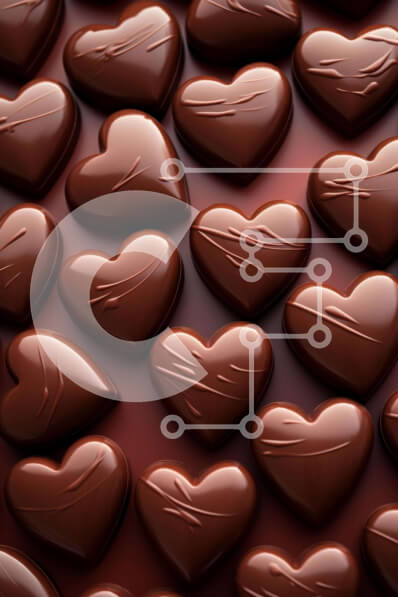 Σετ των 2 Intra Συλλεκτικό Ξύλινο Παζλ Plywood  4mm - Σοκολατένιες καρδιές διάταξη σε κόκκινο φόντο Σε Ξύλινο Κουτί - Διαστάσεις: 10x10 cm – 25 κομμάτια