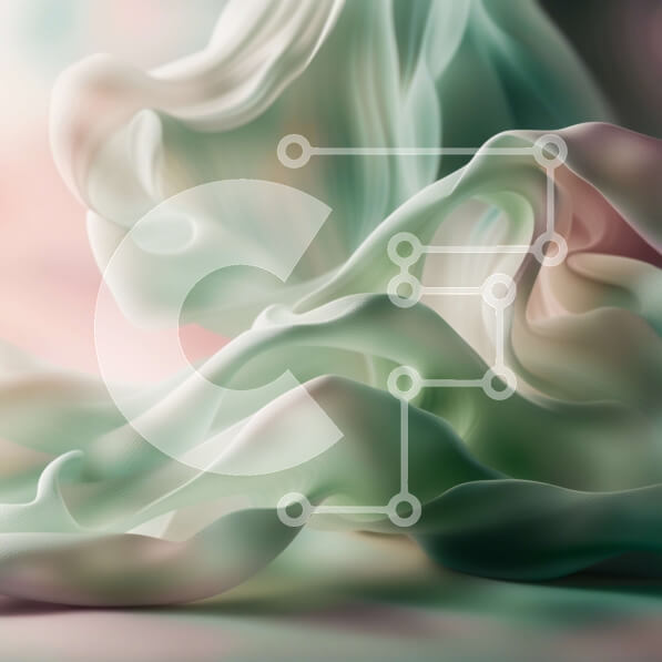 Intra Συλλεκτικό Ξύλινο Παζλ Plywood  4mm - Ήρεμη εικόνα του ρέοντος πράσινου και ροζ υφάσματος Σε Ξύλινο Κουτί - Διαστάσεις Puzzle: 10x10 cm – 25 κομμάτια