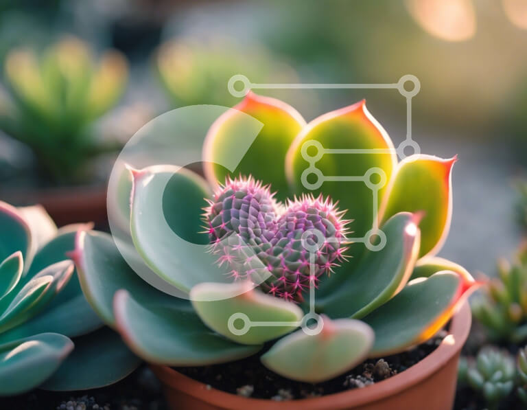 Intra Συλλεκτικό Ξύλινο Παζλ Plywood  4mm - Παχύφυτα σε σχήμα καρδιάς σε γλάστρες Σε Ξύλινο Κουτί - Διαστάσεις: 10x10 cm – 25 κομμάτια