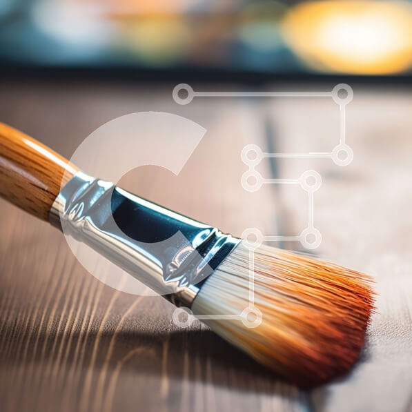 Intra Συλλεκτικό Ξύλινο Παζλ Plywood  4mm - Πινέλο ζωγραφικής σε παλιό ξύλινο τραπέζι Σε Ξύλινο Κουτί - Διαστάσεις Puzzle: 10x10 cm – 25 κομμάτια