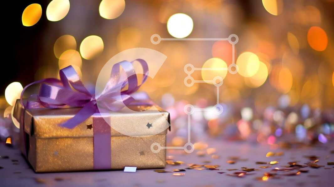 Intra Συλλεκτικό Ξύλινο Παζλ Plywood  4mm - Χρυσό κουτί δώρου με μωβ κορδέλα και διακοσμητικά για πάρτι Σε Ξύλινο Κουτί - Διαστάσεις: 10x10 cm – 25 κομμάτια