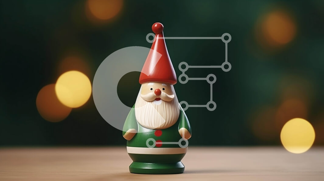 Intra Συλλεκτικό Ξύλινο Παζλ Plywood  4mm - Πράσινο και κόκκινο ειδώλιο Gnome σε ένα ξύλινο τραπέζι Σε Ξύλινο Κουτί - Διαστάσεις Puzzle: 10x10 cm – 25 κομμάτια