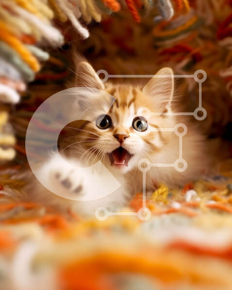 Σετ των 2 Intra Συλλεκτικό Ξύλινο Παζλ Plywood  4mm - Χαριτωμένο γατάκι που κρύβεται πίσω από μια πολύχρωμη κουβέρτα ή χαλί Σε Ξύλινο Κουτί - Διαστάσεις: 10x10 cm – 25 κομμάτια