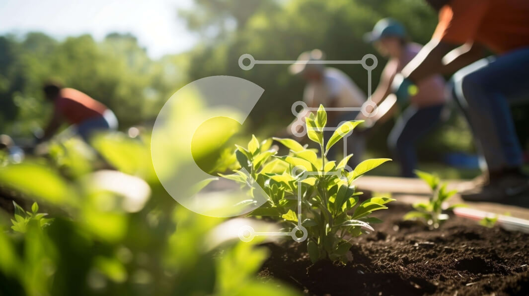 Intra Συλλεκτικό Ξύλινο Παζλ Plywood  4mm - Ομάδα ανθρώπων που εργάζονται σε έναν κήπο Σε Ξύλινο Κουτί - Διαστάσεις Puzzle: 10x10 cm – 25 κομμάτια