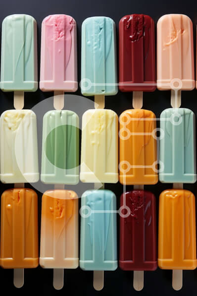 Σετ των 2 Intra Συλλεκτικό Ξύλινο Παζλ Plywood  4mm - Ζωντανή εικόνα με πολύχρωμα Popsicles σε μαύρο φόντο Σε Ξύλινο Κουτί - Διαστάσεις: 10x10 cm – 25 κομμάτια