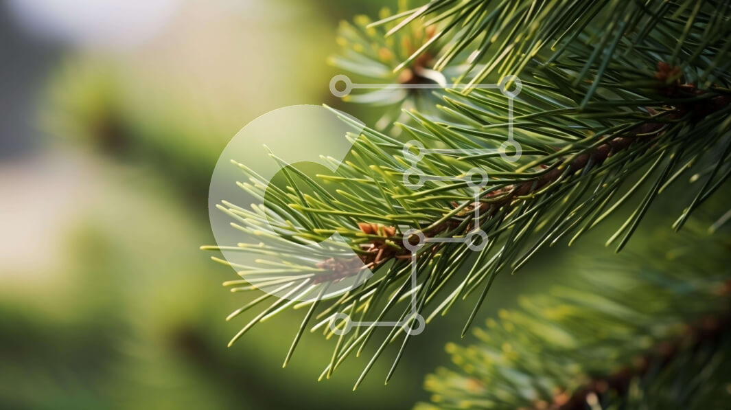 Intra Συλλεκτικό Ξύλινο Παζλ Plywood  4mm - Κοντινό πλάνο του κλάδου πεύκου με τις πράσινες βελόνες Σε Ξύλινο Κουτί - Διαστάσεις: 10x10 cm – 25 κομμάτια