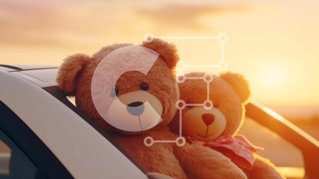 Intra Συλλεκτικό Ξύλινο Παζλ Plywood  4mm - Τα αρκουδάκια απολαμβάνουν το ηλιοβασίλεμα από το παράθυρο του αυτοκινήτου Σε Ξύλινο Κουτί - Διαστάσεις Puzzle: 10x10 cm – 25 κομμάτια