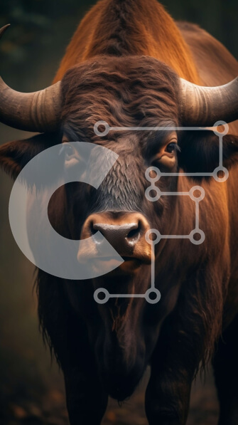 Σετ των 2 Intra Συλλεκτικό Ξύλινο Παζλ Plywood  4mm - Μεγαλοπρεπής Ταύρος με μεγάλα κυρτά κέρατα Σε Ξύλινο Κουτί - Διαστάσεις: 10x10 cm – 25 κομμάτια