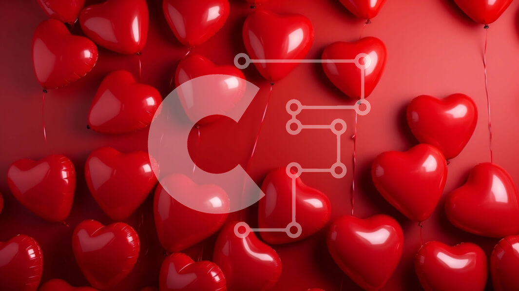 Intra Συλλεκτικό Ξύλινο Παζλ Plywood  4mm - Ομάδα κόκκινων μπαλονιών σε σχήμα καρδιάς που επιπλέουν στον αέρα Σε Ξύλινο Κουτί - Διαστάσεις Puzzle: 10x10 cm – 25 κομμάτια