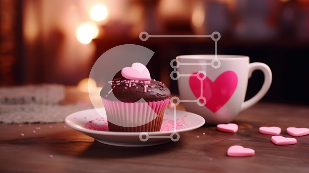 Σετ των 2 Intra Συλλεκτικό Ξύλινο Παζλ Plywood  4mm - Cupcake του Αγίου Βαλεντίνου με Ροζ Πασπαλίσματα σε σχήμα καρδιάς Σε Ξύλινο Κουτί - Διαστάσεις: 10x10 cm – 25 κομμάτια