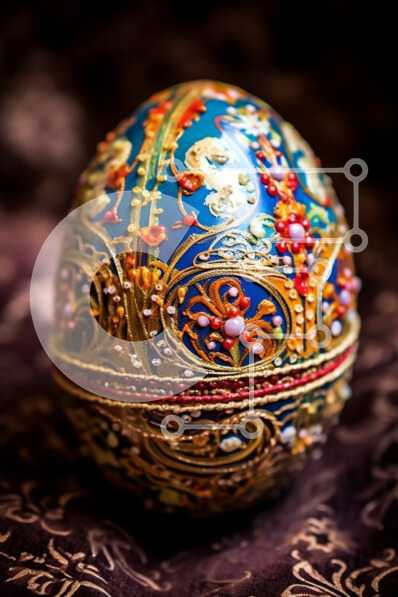 Intra Συλλεκτικό Ξύλινο Παζλ Plywood  4mm - Περίπλοκα διακοσμημένο πασχαλινό αυγό σε ζωντανό μωβ φόντο Σε Ξύλινο Κουτί - Διαστάσεις: 10x10 cm – 25 κομμάτια