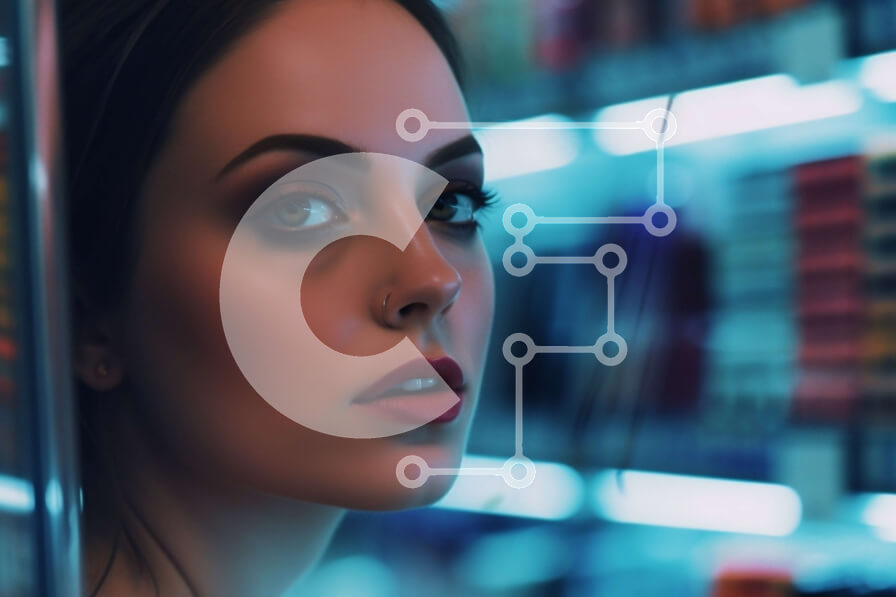 Intra Συλλεκτικό Ξύλινο Παζλ Plywood  4mm - Σοβαρή νεαρή γυναίκα που ελέγχει την επίδειξη καλλυντικών στο κατάστημα Σε Ξύλινο Κουτί - Διαστάσεις Puzzle: 10x10 cm – 25 κομμάτια