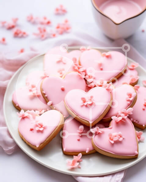 Σετ των 2 Intra Συλλεκτικό Ξύλινο Παζλ Plywood  4mm - Μπισκότα σε σχήμα καρδιάς με ροζ πάγωμα Σε Ξύλινο Κουτί - Διαστάσεις: 10x10 cm – 25 κομμάτια