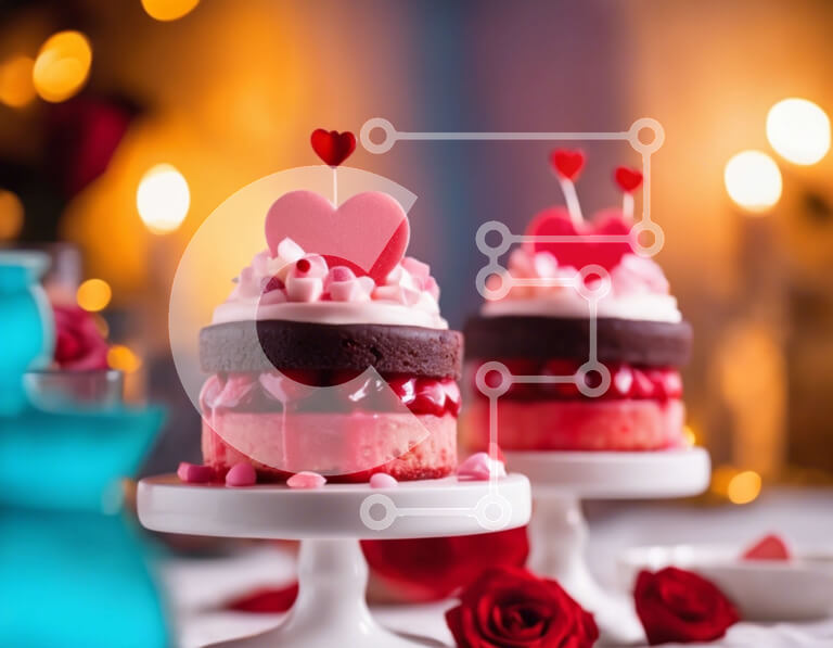 Σετ των 2 Intra Συλλεκτικό Ξύλινο Παζλ Plywood  4mm - Ρομαντικά επιδόρπια για την ημέρα του Αγίου Βαλεντίνου Σε Ξύλινο Κουτί - Διαστάσεις: 10x10 cm – 25 κομμάτια