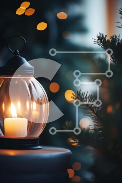 Intra Συλλεκτικό Ξύλινο Παζλ Plywood  4mm - Φανάρι με κεριά σε διακοσμητικό τραπέζι με χριστουγεννιάτικο δέντρο Σε Ξύλινο Κουτί - Διαστάσεις: 10x10 cm – 25 κομμάτια