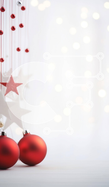 Intra Συλλεκτικό Ξύλινο Παζλ Plywood  4mm - Κόκκινα και λευκά στολίδια με διακοσμητικά σε σχήμα αστεριού σε λευκό φόντο Σε Ξύλινο Κουτί - Διαστάσεις: 10x10 cm – 25 κομμάτια