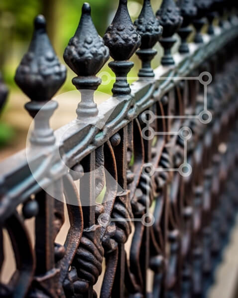 Intra Συλλεκτικό Ξύλινο Παζλ Plywood  4mm - Όμορφη λεπτομέρεια ενός ρουστίκ φράχτη από σφυρήλατο σίδηρο σε ένα καταπράσινο τοπίο Σε Ξύλινο Κουτί - Διαστάσεις: 10x10 cm – 25 κομμάτια