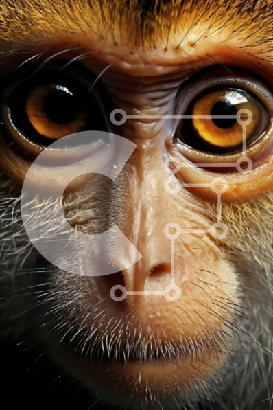 Σετ των 2 Intra Συλλεκτικό Ξύλινο Παζλ Plywood  4mm - Κοντινή εικόνα ενός πιθήκου με όμορφα καστανά μάτια Σε Ξύλινο Κουτί - Διαστάσεις: 10x10 cm – 25 κομμάτια