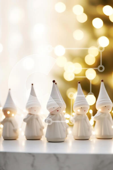 Intra Συλλεκτικό Ξύλινο Παζλ Plywood  4mm - Λευκά ειδώλια Gnome στο τραπέζι με φωτισμένο φόντο Σε Ξύλινο Κουτί - Διαστάσεις: 10x10 cm – 25 κομμάτια