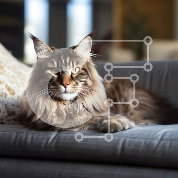 Intra Συλλεκτικό Ξύλινο Παζλ Plywood  4mm - Άνετη εικόνα μιας μακρυμάλλης γάτας που χαλαρώνει σε έναν καναπέ Σε Ξύλινο Κουτί - Διαστάσεις: 10x10 cm – 25 κομμάτια