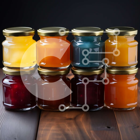 Σετ των 2 Intra Συλλεκτικό Ξύλινο Παζλ Plywood  4mm - Νόστιμη ποικιλία από μαρμελάδες και ζελέ σε γυάλινα βάζα Σε Ξύλινο Κουτί - Διαστάσεις: 10x10 cm – 25 κομμάτια