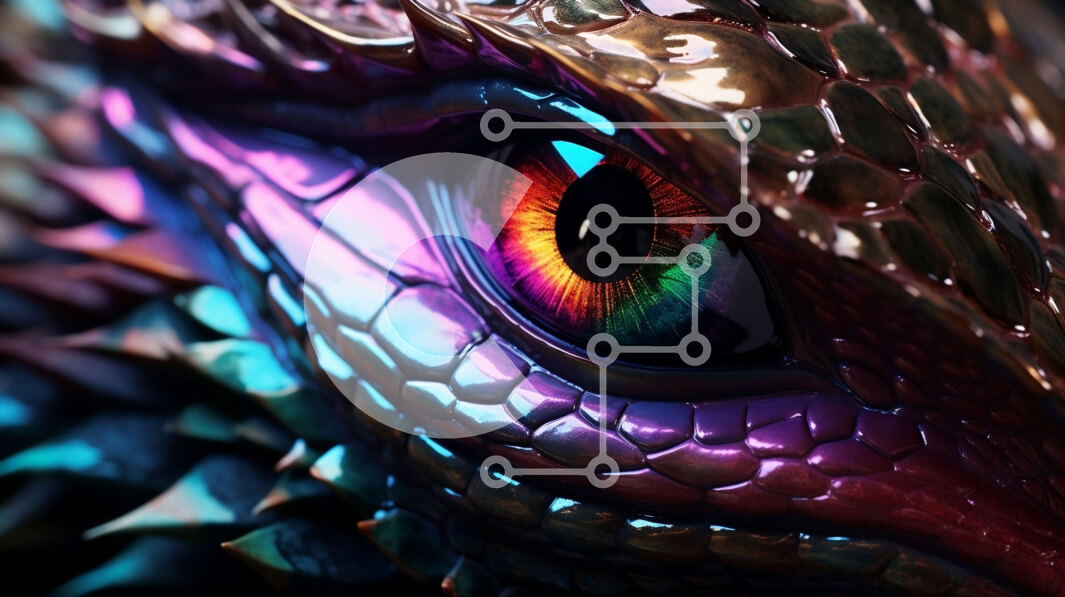 Intra Συλλεκτικό Ξύλινο Παζλ Plywood  4mm - Κοντινό πλάνο ενός μυθικού ματιού δράκου Σε Ξύλινο Κουτί - Διαστάσεις Puzzle: 10x10 cm – 25 κομμάτια