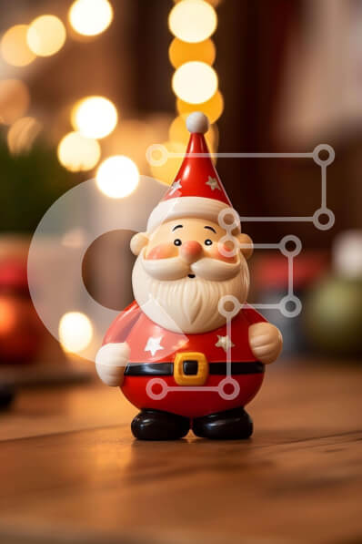 Intra Συλλεκτικό Ξύλινο Παζλ Plywood  4mm - Ειδώλιο Άγιου Βασίλη στο τραπέζι με χριστουγεννιάτικα φώτα Σε Ξύλινο Κουτί - Διαστάσεις: 10x10 cm – 25 κομμάτια